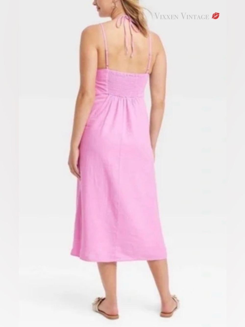 UNIVERSAL THREAD 'LINEN MIDI SUNDRESS' IN PINK - Picture 4 of 7